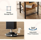 15.7 Small Side Table Set of 2 with Charging Station, End Table with Outlets & USB Ports, 3-Tier Adjustable Nightstand for Living Room, Bedroom, Small Spaces, Record Player Stand, Rustic Brown