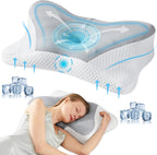 Cervical Pillow for Neck and Shoulder, Contour Memory Foam Pillow, Ergonomic Neck Support Pillow for Side Back Stomach Sleepers with Pillowcase