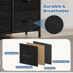TV Stand 7 Drawer Dresser for Bedroom with Storage TV Stands for Living Room Black, Farmhouse Entertainment Center Media Console Table with Metal Frame Adjustable Feet