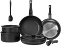 12 Pcs Pots and Pans Set, Nonstick Kitchen Cookware Set, Induction Cooking Sets Detachable Handle, Black