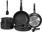 12 Pcs Pots and Pans Set, Nonstick Kitchen Cookware Set, Induction Cooking Sets Detachable Handle, Beige