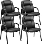 Office Waiting Room Chairs Set of 2, Leather Desk Reception Guest Stationary Side Chair with Padded Arms for Home Conference Lobby Medical Clinic