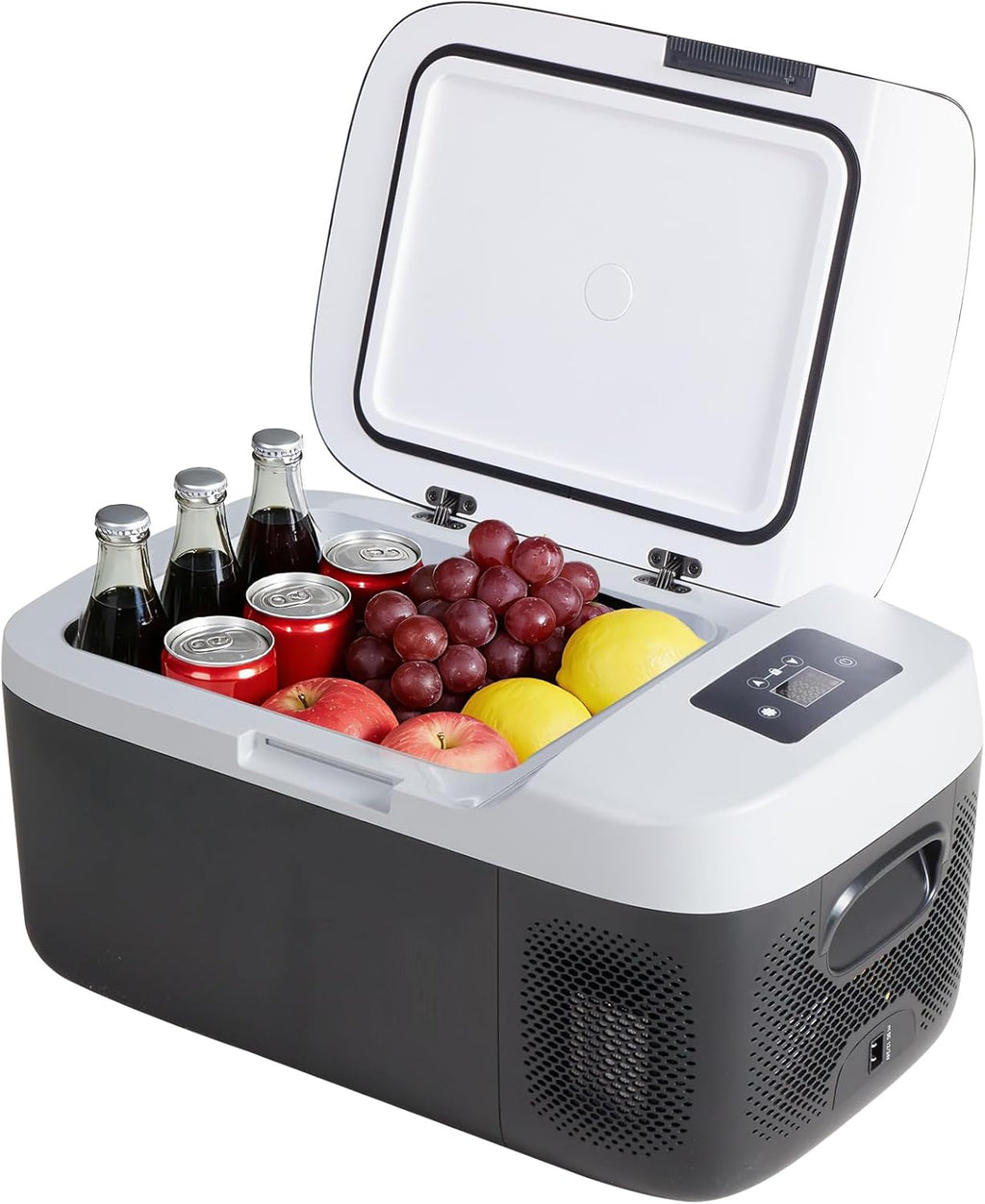 Portable Car Refrigerator, 53QT Dual-Zone Electric Cooler for Vehicles with Wheels & Cutting Board, -4?H-68?H Freezer Smart Control via Bluetooth, Battery Protection, 12/24V DC & 100-240V AC
