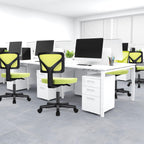 Small Desk Chair Armless, Ergonomic Adjustable Home Office Swivel Rolling Task Chair No Arms, Comfy Mesh Mid Back Computer Work Vanity Desk Chiars with Wheels for Small Spaces, Green