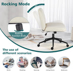 Criss Cross Legged Chairs Armless with Wheels Wide Seat Height Adjustable Swivel Padded PU Leather Home Office Desk Seating for Bedroom, Student, Study Room