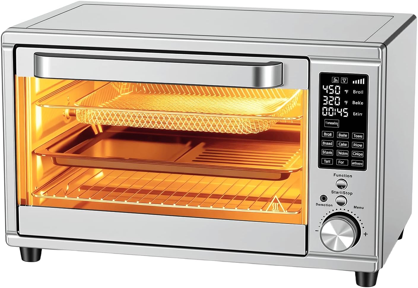 Air Fryer Toaster Oven Combo Extra Large with Smart Probe, 29.6QT Oven Countertop 12 Functions in 1, 7 Accessories Included, Stainless, Up to 450??F