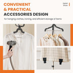 Standing Garment Steamer, 1500W Powerful Steamer for Clothes with Roll Wheels, 1.7L Water Tank for 55 Min Continuous Steaming, Professional Wrinkle Remover Heats in 45 Seconds