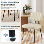 Dining Chairs Set of 6, Upholstered Mid-Century PU Leather Accent Chair with Backrest and Metal Legs for Kitchen, Living Room,Beige White