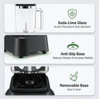 Professional Blender for Smoothies, Full-Size Kitchen Blender with 850 Peak Watts & 54oz Large Glass Pitcher, 4 Speeds with Pulse for Ice Crushing Frozen Fruits, Dishwasher Safe, Black