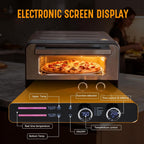 Pizza Oven Indoor, 1600W Electric Pizza Oven Fast Heating, 6 Presets Pizza Maker for 12 Inches, with Pizza Stone & Spatula, Upper-Bottom Independent Heating Temperature Control