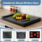 Noodle Board Stove Cover with Handles, Wooden Stove Top Cover for Gas Electric Glass Stove, 22 x 29.5 inch(Black)