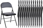 Folding Chair 4 Pack, Leather Padded Foldable Chairs, Sturdy Metal Portable Chairs, Easy to Use and Store, Outdoor and Indoor, for Home, Office, Party, Garden, Kahki