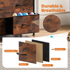 Dresser for Bedroom with 9 Storage Drawers, Large Fabric Storage Tower Organizer, Chest of Drawers with Metal Frame Wooden Top for Closet, Living Room, Entryway, Brown