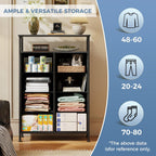 TV Stands for Living Room with 8 Drawers, Tall 8-Drawer Chest of Drawers with Raised Shelf, Storage Tower with Fabric Bins for Organization, Hallway Storage, Black