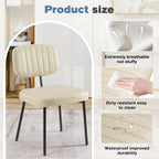Dining Chairs Set of 6, Upholstered Mid-Century PU Leather Accent Chair with Backrest and Metal Legs for Kitchen, Living Room,Beige White