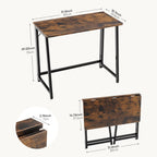 31.5 Inch Folding Desk, Foldable Computer Table for Small Spaces, Metal Frame Gaming Writing Work Station, Mini Home Office Surface, Rustic Brown