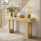 63-Inch Narrow Console Table, Sturdy Wooden Entryway Table with 5.9 Thick Top, Heavy Duty 155lbs Capacity, Space-Saving Sofa Table for Living Room, Hallway, Entrance, Foyer, Natural Wood