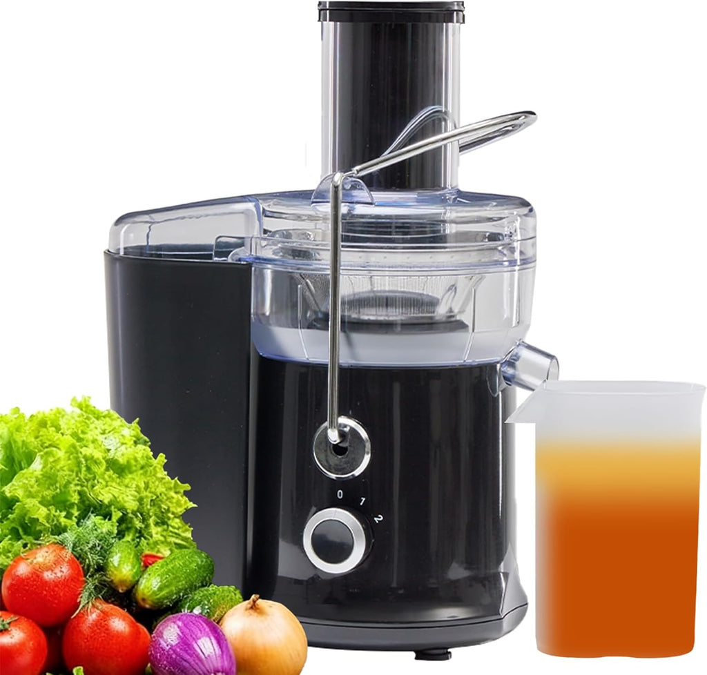 Centrifugal Juicer Machines, 500W Juice Extractor with 2 Feed Chute and Pallet for Vegetable and Fruit, Electric Juicer with 3 Speed Quick Juicing, Easy to Clean, BPA-Free, Silver