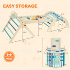 Pikler Triangle Set, Toddler Climbing Toys and Play Structure Indoor, 9-in-1 Wooden Montessori Climbing Set with Arch, Ramp and Ladder, Foldable Baby Jungle Gym