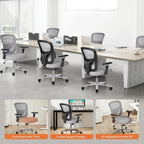Big and Tall Office Desk Chair with Lumbar Support, 500lbs Heavy Duty Mesh Ergonomic Computer Chair with 4D Armrest and Wide Comfy Seat, Wheels for Adult, Grey