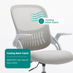Drafting Chair for Standing Desk, Counter Height Adjustable, Flip-up Arms, Ergonomic Mid Back Mesh Rolling Work Swivel Office Computer Chairs with Wheels, Grey