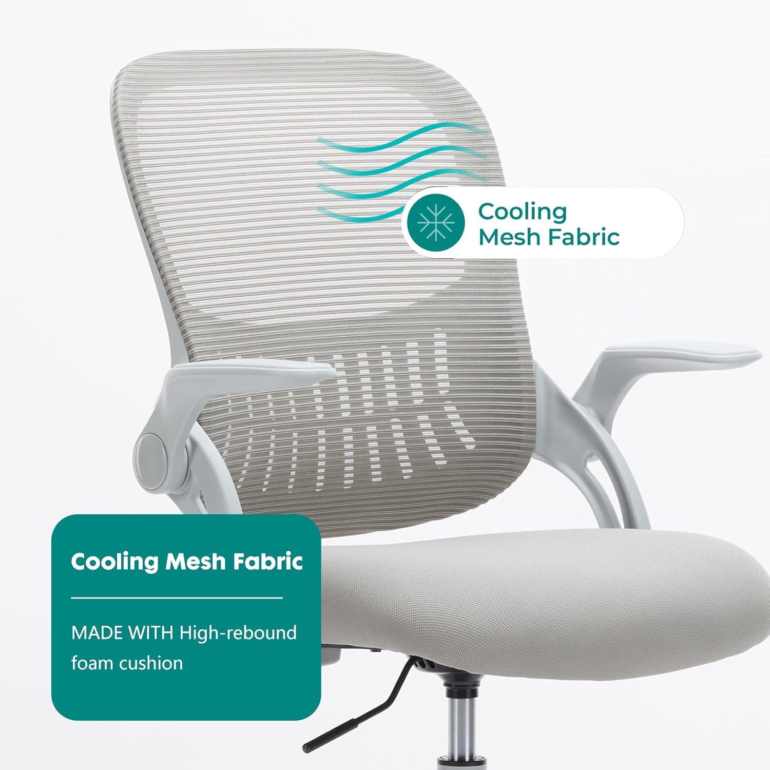 Drafting Chair for Standing Desk, Counter Height Adjustable, Flip-up Arms, Ergonomic Mid Back Mesh Rolling Work Swivel Office Computer Chairs with Wheels, Grey