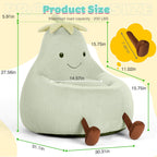 Kids Bean Bag Chair, Stuffed Toddler Couch with Faux Rabbit Fur Cover for Teens & Kids, Comfy Lazy Sofa Chair for Reader, Living Room, Bedroom, Aged 4-12 Years, 31 Inch, Green