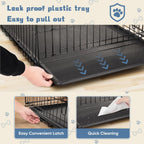 Dog Crate, 30 Inch Medium Single Door Dog Cage with Plastic Leak-Proof Pan Tray, Folding Metal Wire Pet Kennel for Indoor, Outdoor, Travel