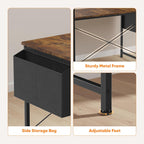 L Shaped Desk Corner Computer Table 47 Inch, L-Shaped Gaming Desks with Storage Shelf Reversible, Wood Tables with Side Bag Adjustable Feet for 2 Monitors Small Space Home Office Bedroom, Brown