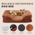 35x25 Inch Orthopedic Dog Beds for Large Sized Dogs, Machine Washable Cover Pet Bed, Anti-Slip Waterproof Memory Foam Couch Bed for Indoor Dogs and Cats, Brown