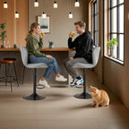 Modern Bar Stools Set of 2, Adjustable Faux Leather Upholstered Swivel Bar Stools, Counter Height Bar Chairs with Back for Kitchen Island