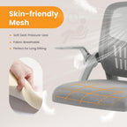 Home Office Managerial Executive Chair, Flip Up Armrest Ergonomic Mesh Adjustable Swivel Mid-Back Computer Desk Chair with Comfortable Lumbar Support, Comfy Arms for Bedroom,Study