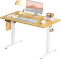 Electric Standing Desk Adjustable Height, 40x24 Inch Sit Stand Up Home Office Desks Memory Computer Workstation PC Work Table with Preset Splice Wood Board Metal Frame, Oak