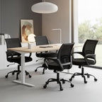 Office Desk Chair - Ergonomic Mid Back with Lumbar Support & Rocking Mode, Height Adjustable with Fixed Armrest, Storage Back for Computer, Gaming, Conference, Meeting, 360?? Swivel, Black