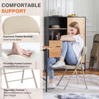 Folding Chair 4 Pack, Leather Padded Foldable Chairs, Sturdy Metal Portable Chairs, Easy to Use and Store, Outdoor and Indoor, for Home, Office, Party, Garden, Kahki