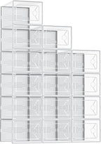 Shoe Storage Boxes, 15-Pack Stackable Clear Shoe Containers with Lids, Display Sneaker Case Organizer for Closet, Under Bed, Entryway,White (Fit Size 9)