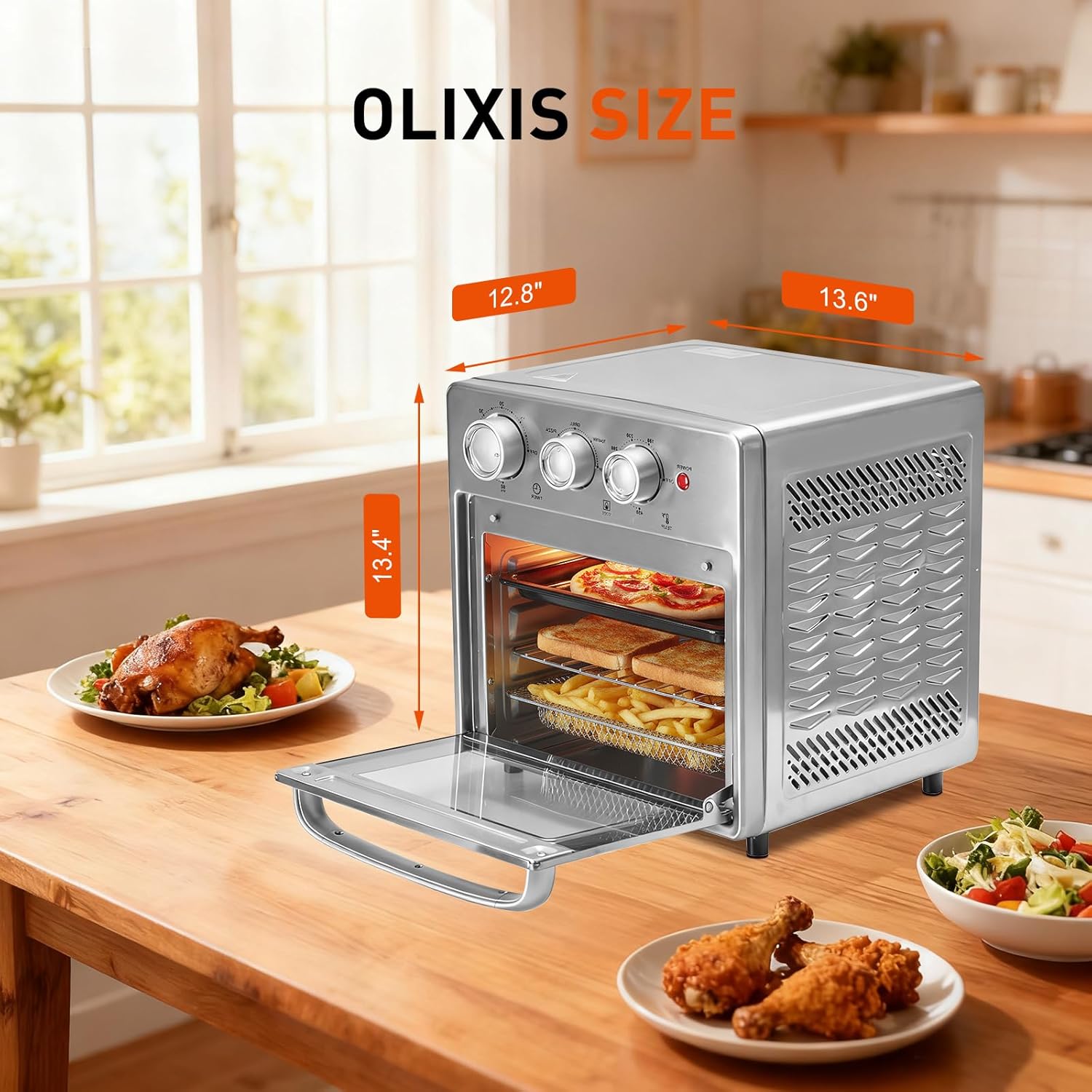 Air Fryer Toaster Oven Combo, 16.9QT Oven Countertop 5 Functions in 1, 4 Accessories Included, Stainless, Up to 450??F