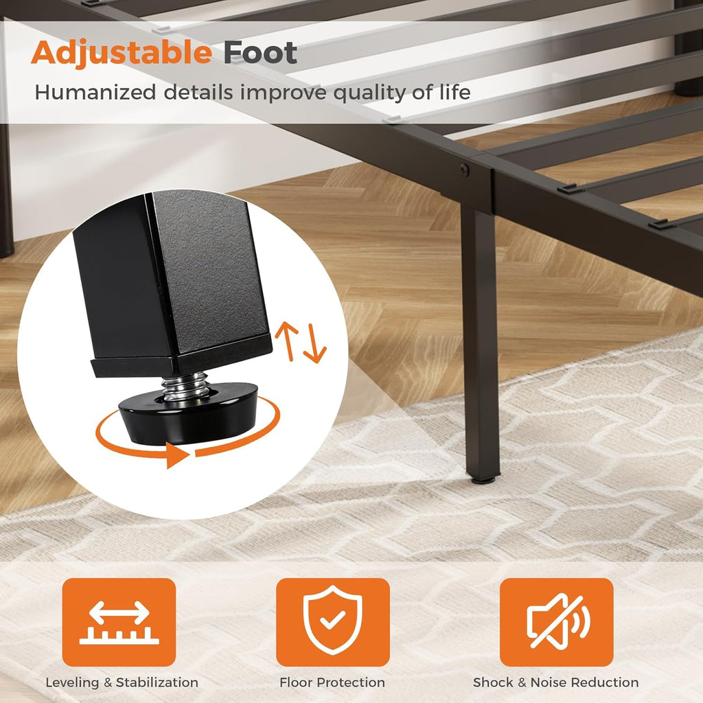 Twin Bed Frame Heavy Duty Metal Platform with 11.9 Under-Bed Storage, No Box Spring Needed, Easy Assembly, Black