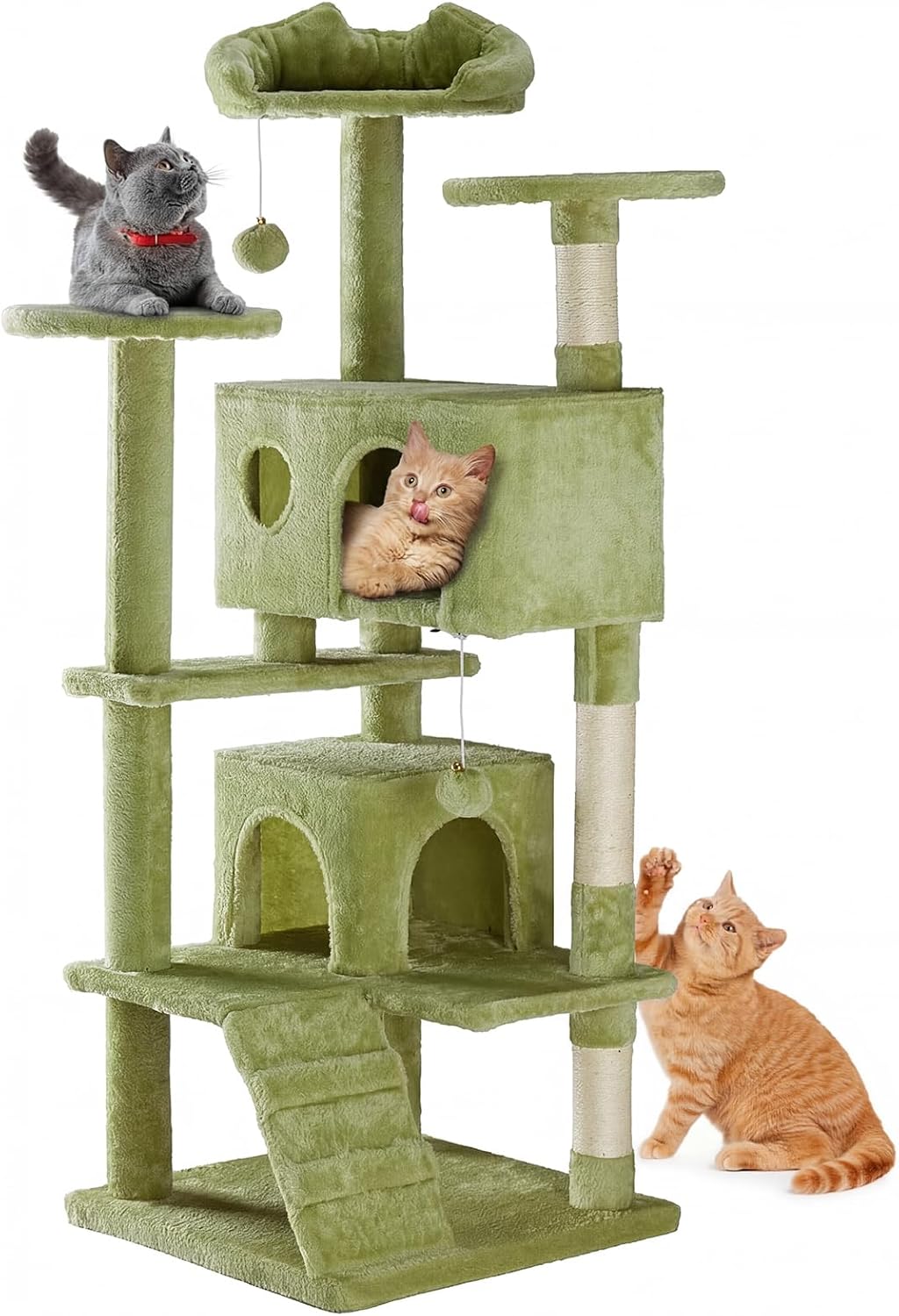 33-inch Cat Tree Tower for Indoor Cats, Small Cat Scratching Post with Curved Bed, Cat Tree with Cat Condo for Adult, Grey