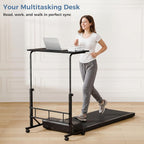 31.5 Adjustable Height Mobile Desk with Locking Wheels & Pin-Lock, Portable Workstation for Walking Pad & Active Home Office, Black