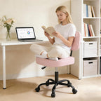 Home Office Desk Chair - Ergonomic Armless PU Leather Computer Rolling Task Chair??with Comfy Lumbar Support and Height Adjustable, Vanity, Bedroom, Pink