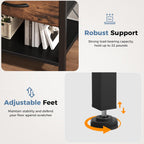 Nightstand with Charging Station, Bedside Tables with USB Ports and Fabric Drawer, Small Night Stand with Open Adjustable Shelf, Compact End Table for Bedroom, Black & Rust