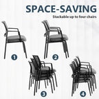 Stackable Waiting Room Chairs, Reception Guest Chair for Office Business Conference with Arm, Set of 2, Grey
