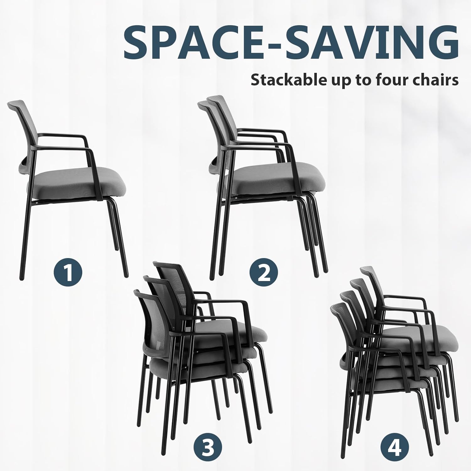 Stackable Waiting Room Chairs, Reception Guest Chair for Office Business Conference with Arm, Set of 2, Grey