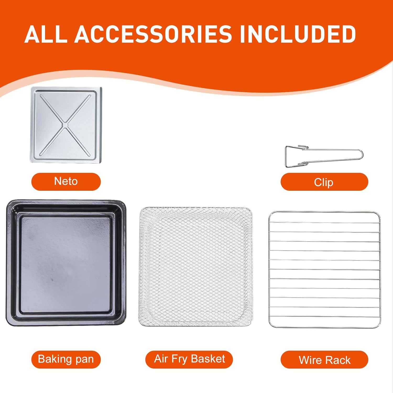 Air Fryer Toaster Oven Combo, 16.9QT Oven Countertop 5 Functions in 1, 4 Accessories Included, Stainless, Up to 450??F