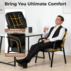 Waiting Room Guest Chair Set of 6, Leather Ergonomic Office Desk Reception Chair No Wheels with Padded Armrest for Conference Lobby Medical Waiting Area Bedroom, Black
