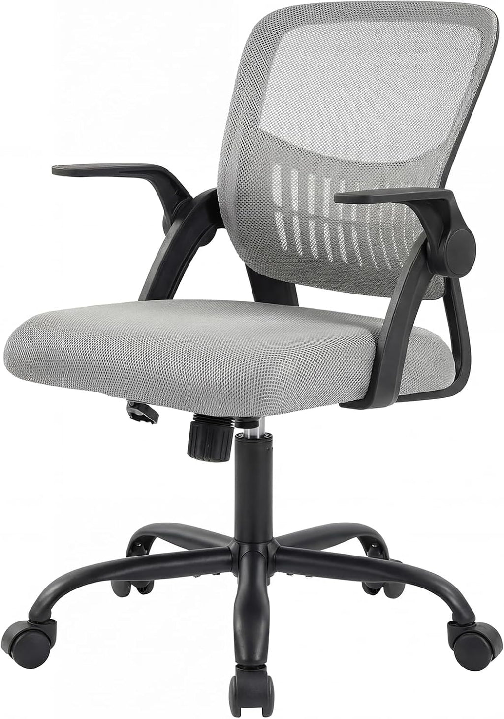 Home Office Managerial Executive Chair, Flip Up Armrest Ergonomic Mesh Adjustable Swivel Mid-Back Computer Desk Chair with Comfortable Lumbar Support, Comfy Arms for Bedroom,Study