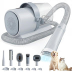 Pet Grooming Vacuum Kit 2.5L, 3 Adjustable Suction Modes Pet Clipper, 5 Professional Grooming Tools with Cordless Low Noise Dog & Cat Hair Clippers, Blue & White