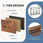 TV Stand for Up to 45 inch TV, Wood Top TV Media Console Table with 6 Fabric Drawers, 2 Shelves, Entertainment Center with LED Lights & Charging Station for Living Room, Hallway, Brown