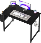 Computer Desk 55 Inch Home Office Desks for Small Spaces, Gaming Writing Study Work Table with Storage Bag and Headphone Hook for Bedroom, White